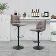 thumbnail image 2 of Bar Stools Sets of 2, Adjustable Counter Stools Bar Chairs, Microfiber Fabric Vintage Design Swivel Barstools Air Lift Stools Counter 360 Degree Swivel Seat Top, for Home, Living Room, Bar, SS2944, 2 of 10