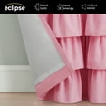 thumbnail image 4 of Eclipse Kids Tiered Ruffle Solid 100% Blackout Back Tab 84" long x 40" wide Curtain panel in Pink, 4 of 10