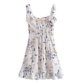thumbnail image 2 of Summer New Fashion French Vintage Simple Lace-Up Floral Print Elastic Waist A-Line Mini Strap Dress For Women Vestido-CX2592-L, 2 of 6