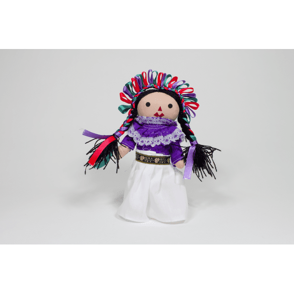 Mexican Handmade Maria Rag Doll with Traditional Dress 7" | Mona de Trapo con Vestido Tradicional (Assorted Colors) - MexART