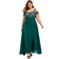 thumbnail image 1 of PENGXIANG Plus Size Cold Shoulder Floral Lace Maxi Party Evening Camis Long Dress, 1 of 5