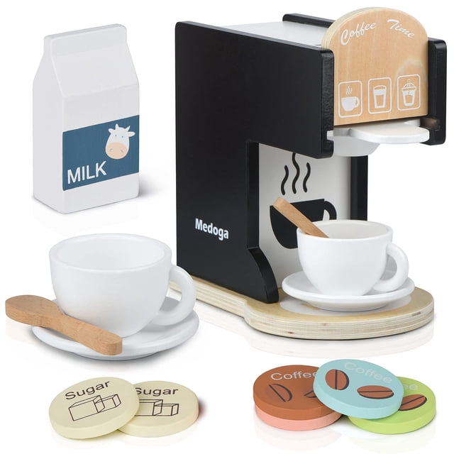 Cafetera Toy medoga Play, accesorios de cocina para niños, madera