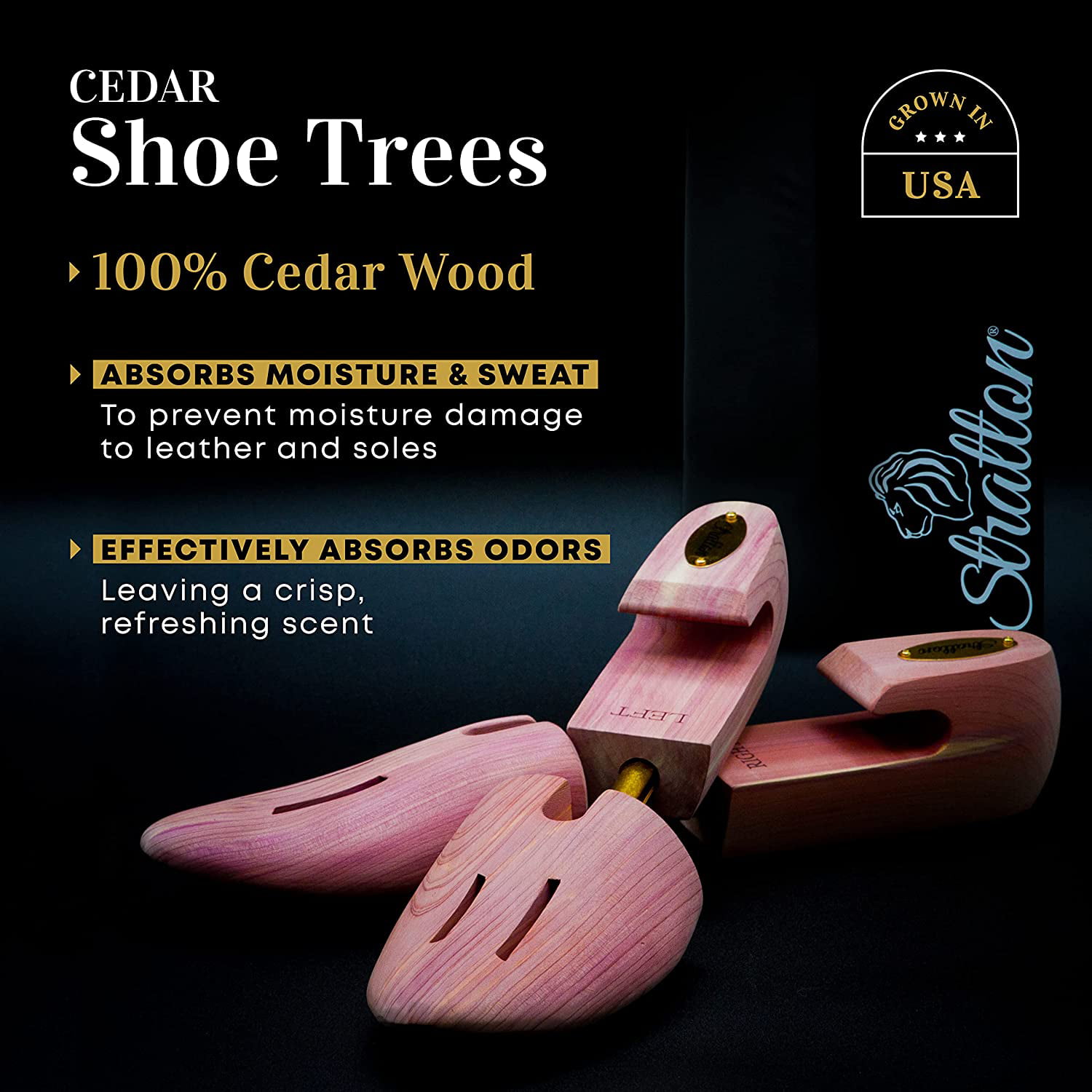 GROWN IN USA STRATTON CEDAR SHOE TREE 2-PACK FOR MEN for 2 pairs of shoes 
