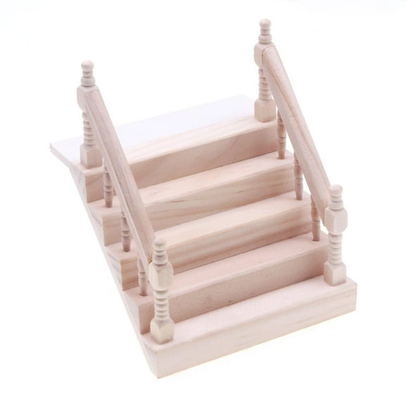 Dollhouses Furniture Sturdy Solid Wood Small Staircase Handrail Scene Model
