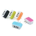 thumbnail image 1 of Universal Candy Color 3 USB Multi-Port charger adapter ; USB Wall Charger US Plug Wall Adapter Cube Block AC 110-220V 5V, 1 of 9