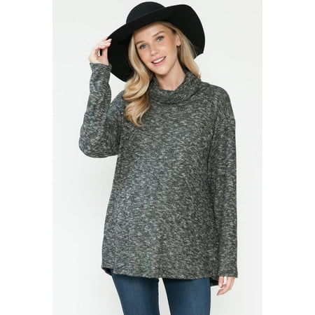 

Women s Maternity Long Sleeve Turtle Neck Top with Open Back