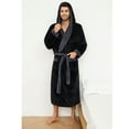 thumbnail image 6 of VULCANODON Mens Hooded Robe, Big and Tall Full Length Plush Robe for Men Long Fleece Bathrobe（Black/Dark Grey, Small-Medium）, 6 of 8