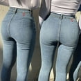 thumbnail image 4 of Plus Size Jeans for Women Slim High Waist Gradient Long Denim Regular Pants, 4 of 7