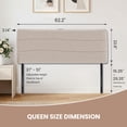 thumbnail image 3 of JONPONY Queen Size Wave Ergonomic Upholstered Headboard,with USB and Type-C Ports, Adjustable Height, Easy Assembly, Beige, 3 of 9