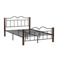 thumbnail image 6 of Full Size Bed Frame, Heavy Duty Platform Bed Frame with Metal Headboard and Footboard, Wooden Legs, Bedroom Mattress Foundation Platform Base Bed Frame, No Box Spring Needed, Brown, Q19541, 6 of 10