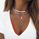 thumbnail image 5 of Collar bohemio de luna creciente en plata y turquesa - Gargantilla ajustable para mujeres y niñas, 5 of 5