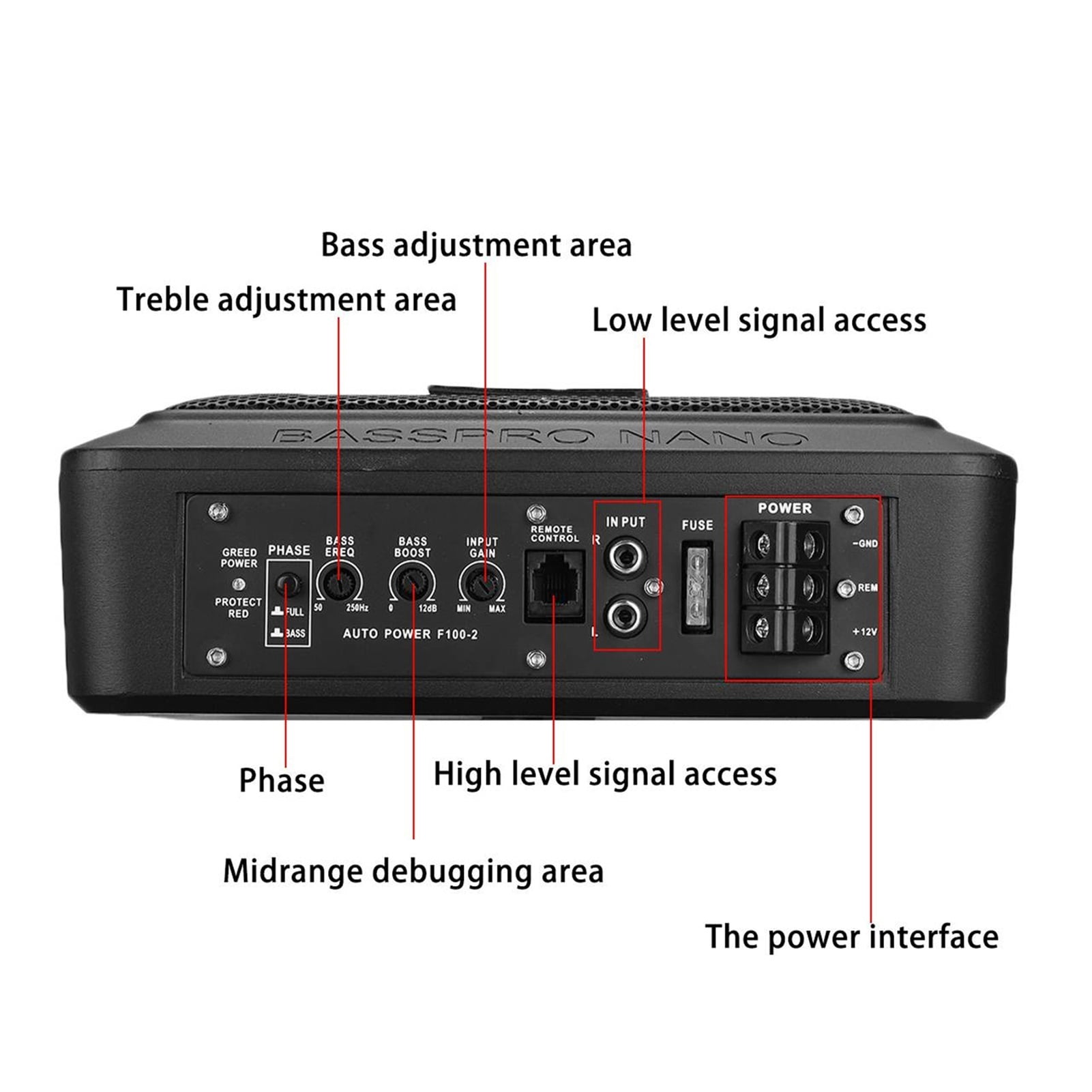 10 Inch 900W Car Subwoofer Speaker Active Under Seat Slim Sub Woofer AMP Super Bass Stereo Speaker Amplifier Audio processor
