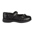 thumbnail image 3 of Petalia Girls' Faux Leather Floral Detail Hook & Loop Tween School Shoes - Black, 4, 3 of 6