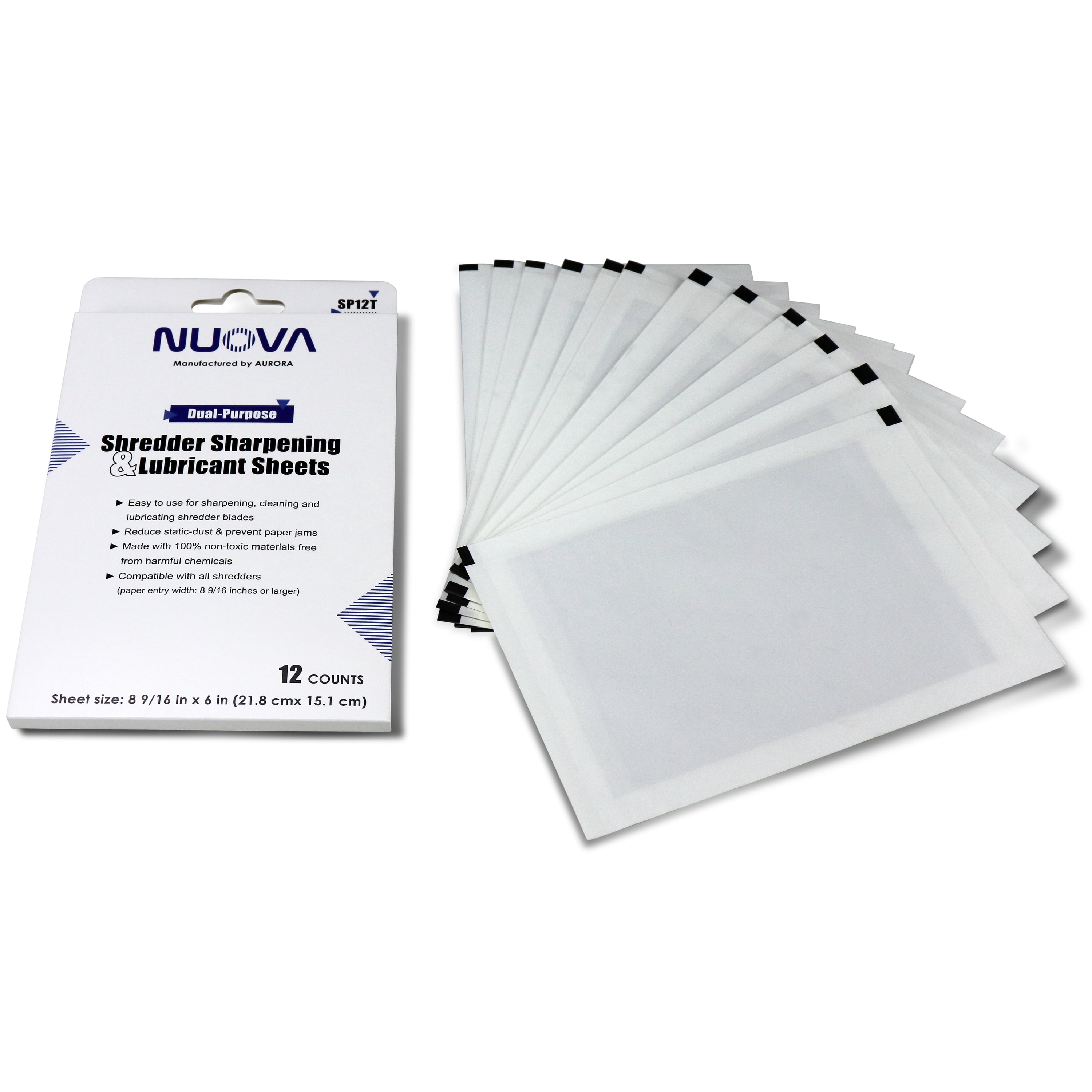 Nuova SP12T Shredder Sharpening and Lubricant Sheets, 12-Count