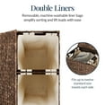 thumbnail image 6 of Best Choice Products Large Natural Water Hyacinth Double Laundry Hamper Basket w/ 2 Liner Bags, Handles - Espresso, 6 of 8