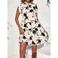 thumbnail image 3 of Women's Printed Short Sleeve Mini Dress Frill Tiered Silhouette 95% Polyester 5% Spandex Lightweight Summer Wardrobe, 3 of 7