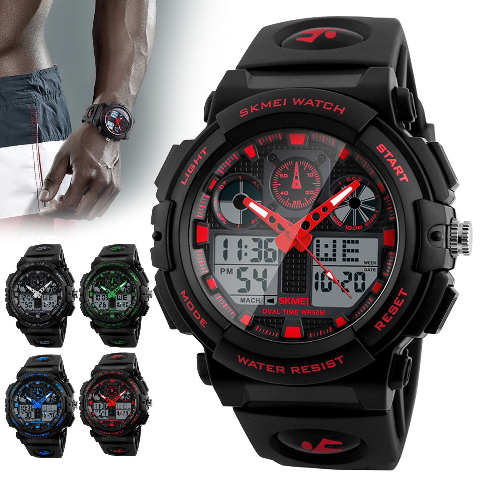 Men's Digital Sports Watch, Large Face Waterproof Wrist Watches for Men ...