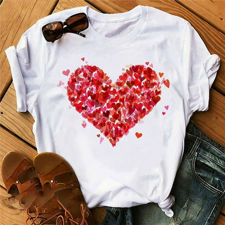 Christmas Gifts Deals for Days,Jovati Couples Shirts Couple Matching Theme  White Cute Love Heart Shirts Boyfriend Girlfriend Husband Wife Shirts