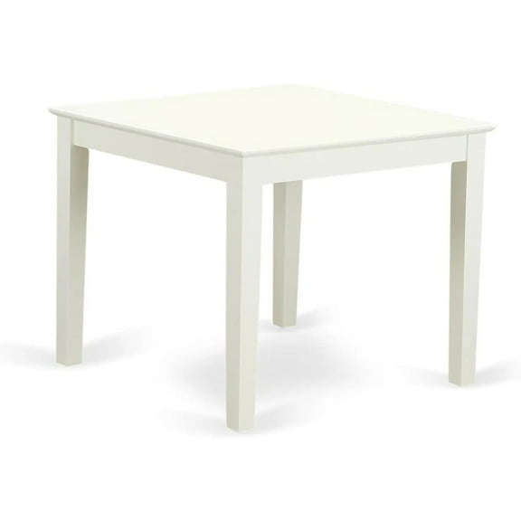 FurniFact Square Dining Table, Linen White Finish, Solid Wood, Farmhouse Style