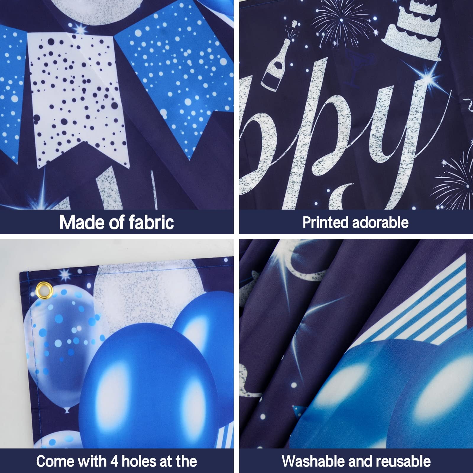 50. Geburtstag Deko Set Für Männer – Banner, Ballons, Konfetti In Blau/Silber