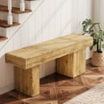 thumbnail image 5 of Fimind Thickened Solid Wood Bench, 47" Rustic Farmhouse Entryway Bench with Artistic Legs, Heavy-Duty Dining Seat for Kitchen, Living Room, Hallway, Bedroom, Natural, 5 of 7