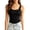 Black, variant on Women's Built in Bra Pajama Tank Sleeveless Square Neck Layering Top Sleep Cami Lightweight Soft for Summer L