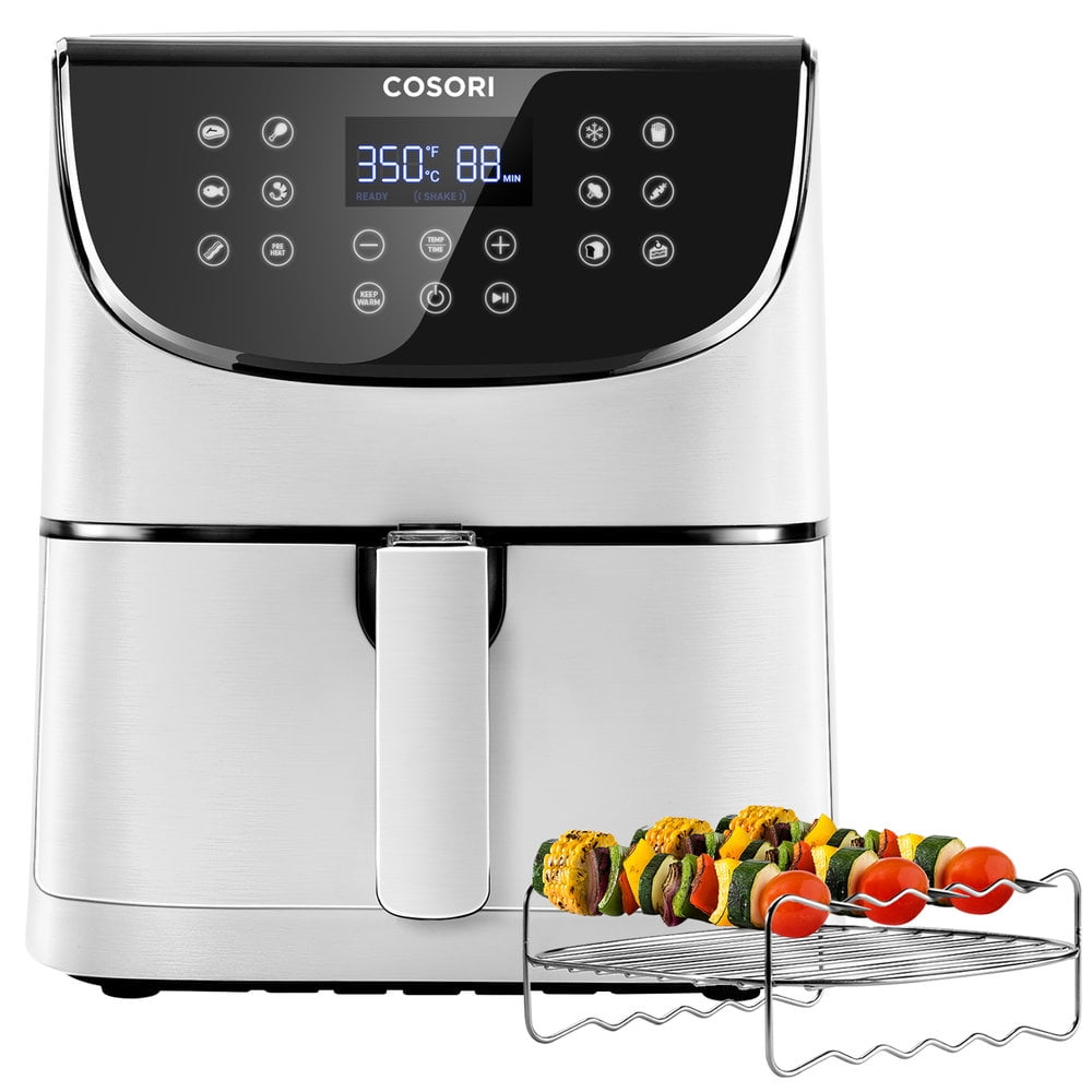 Cosori Premium 5.8-Quart Air Fryer with Bonus Skewer Rack Set (White ...