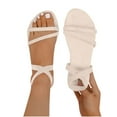 thumbnail image 4 of HAOTAGS Slippers for Women Flat Lace Up Breathable Casual Slip On Sandals Beige Size 9.5, 4 of 9