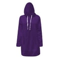 thumbnail image 2 of Women's Drop Shoulder Solid Color Hooded Sweatshirt with Side Pockets and Side Slits, Soft Breathable Long Sleeve Casual Pullover for Winter, Daily Wear and Street Fashion Dark Purple XXXXXL, 2 of 7
