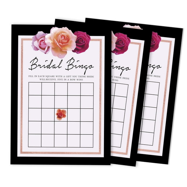 Inkdotpot Bridal Wedding Shower Bachelorette Party Bulk Blank Square Fill In Gift Ideas 50FloralBingoGameCards