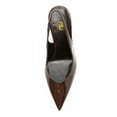 thumbnail image 3 of FSJ Women Fashion Pointed Closed Toe Sculpted Wedge High Heel Slingback Pumps Stretch Strap Office Wedding Dress Shoes Size 5.5 Brown, 3 of 4