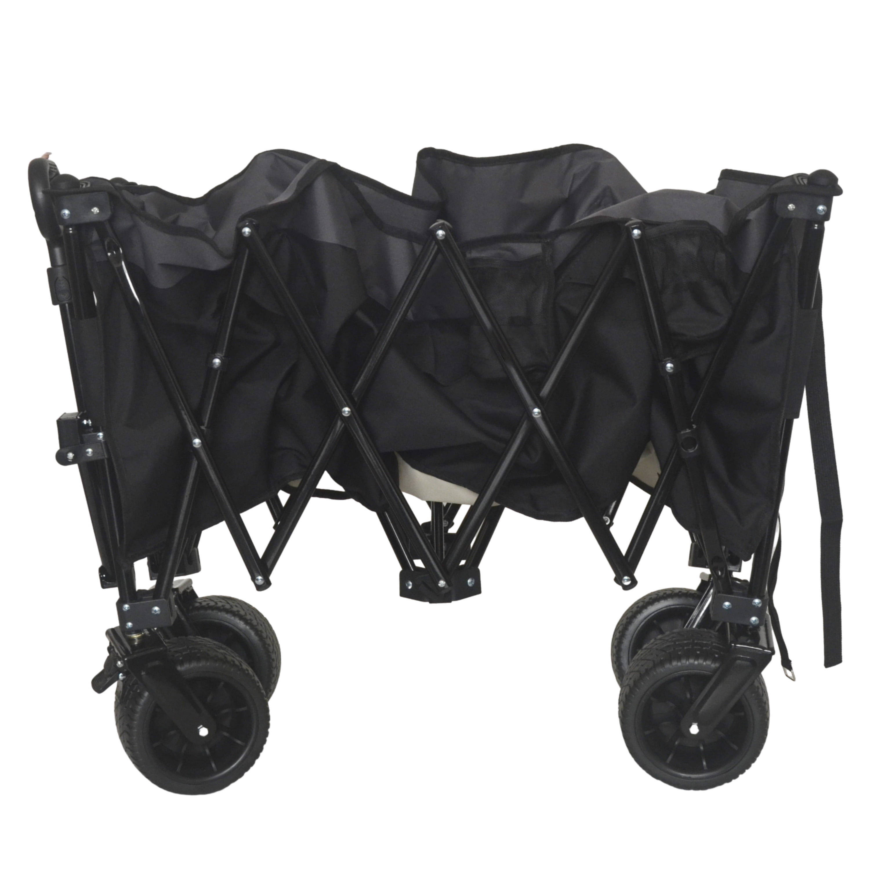 Yoneston 44.3" Collapsible Wagon Cart with Storge Bag, Portable Heavy Duty Utility Wagon with 480LBS Weight Capacity for Camping, Picinc, Shopping, Beach, Grocery Transport, Black