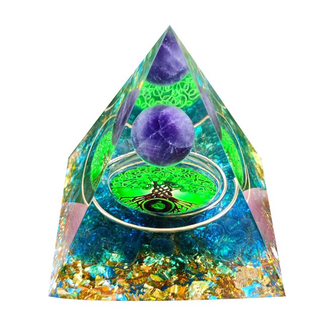 Pirámide de cristal de 6 cm Reiki Pirámide de orgón curativo para estudio de oficina (C) Ehuebsd Libre de BPA
