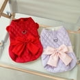 thumbnail image 6 of Tnobhg Pet Dress Autumn Winter D-shaped Ring Quilted Sequins Sweet Large Bowknot Flying Sleeves Two-legged Small Medium Dog Puppy Cat Outfit Clothes Pet Supplies, 6 of 7