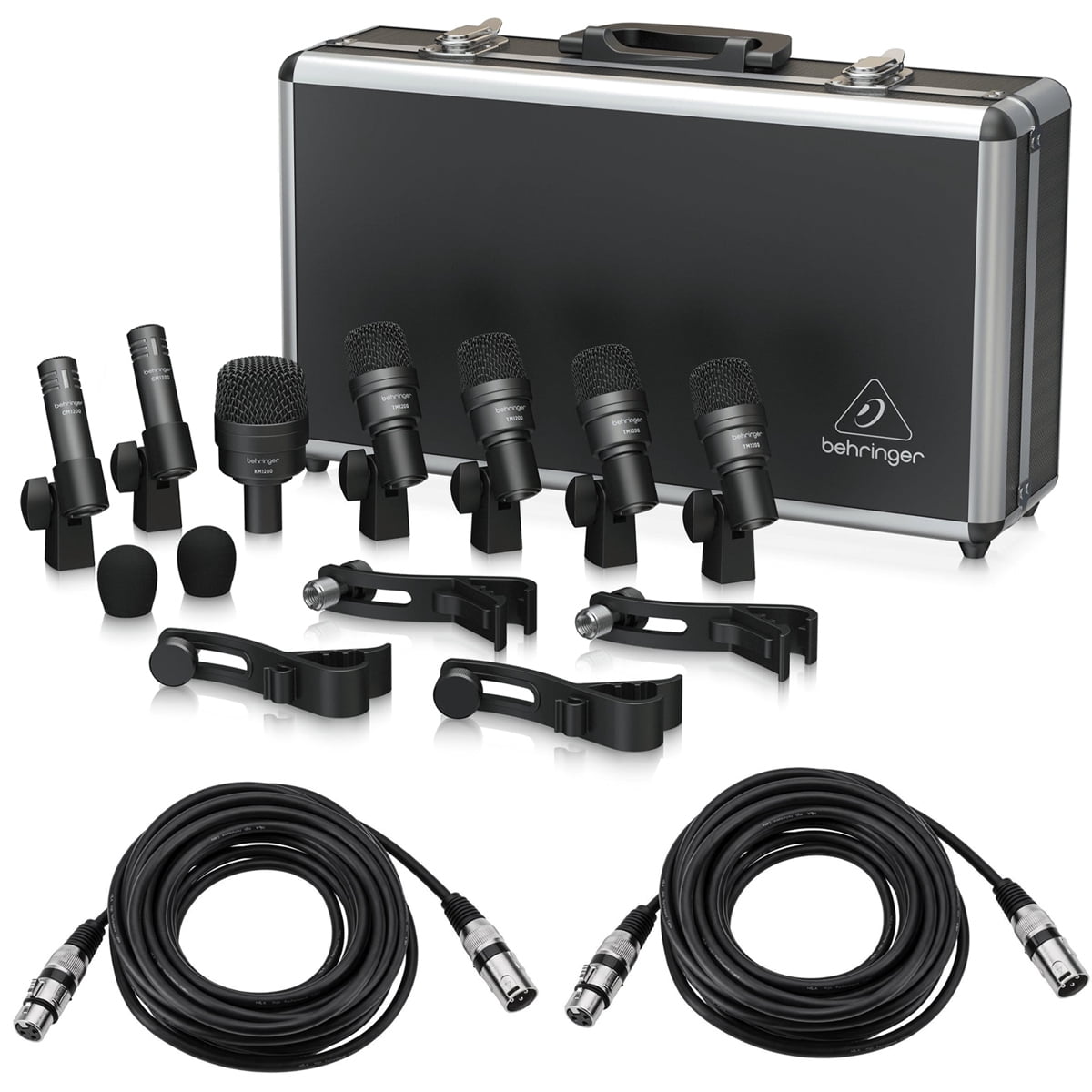 Behringer 7-Piece Drum Microphone Set for Studio and Live Applications with 2x XLR Cable