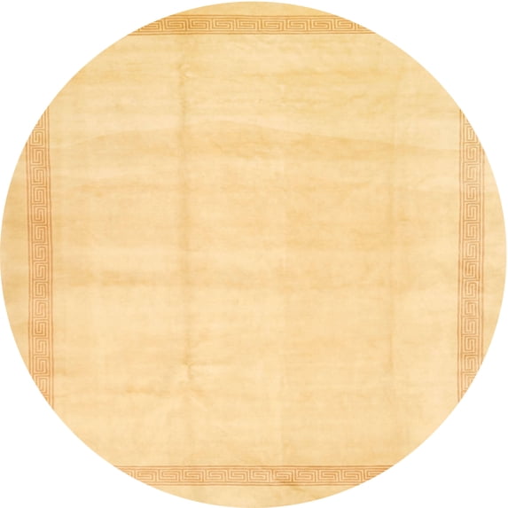 Ahgly Company Indoor Round Contemporary Chrome Gold Yellow Solid Area Rugs, 5' Round