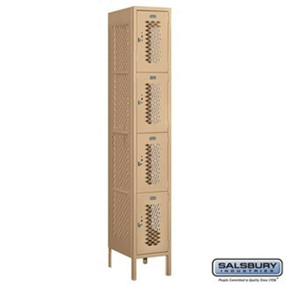 Salsbury 74168TN-U 1 x 6 x 18 in. Four Tier Vented Metal Locker, Tan - Unassembled