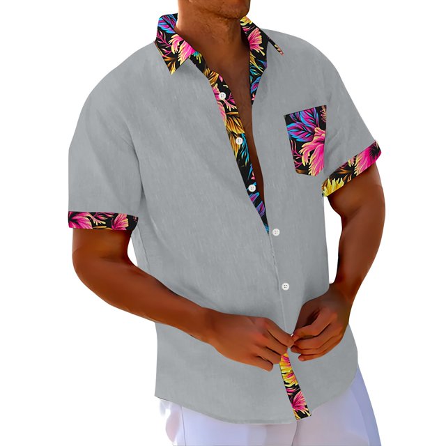 Hawaiian Shirt For Men, Men's Vintage Button Down Bowling Shirts Short Sleeve Summer Beach Shirt 3XL