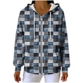 thumbnail image 4 of Birdeem Vestes pour Femmes : Mode à Capuche en Denim Manches Longues Poches Imprimées Zippées, 4 of 8
