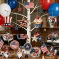 thumbnail image 6 of DefiDgd 12pcs 4th of July Wooden Hanging Ornaments,Patriotic USA Flag Style Hanging Decor for Memorial Day Anniversary Party Home Tree Window Wall Decoration(J), 6 of 6