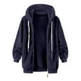 thumbnail image 3 of Outfmvch Womens Hoodies Hoodie Women'S Plus Size Solid Color Sweatershirt Hooded Pullover Warm Wool Plush Coat Zipper Top Zip Up Hoodie Women Dark Blue 4Xl, 3 of 4