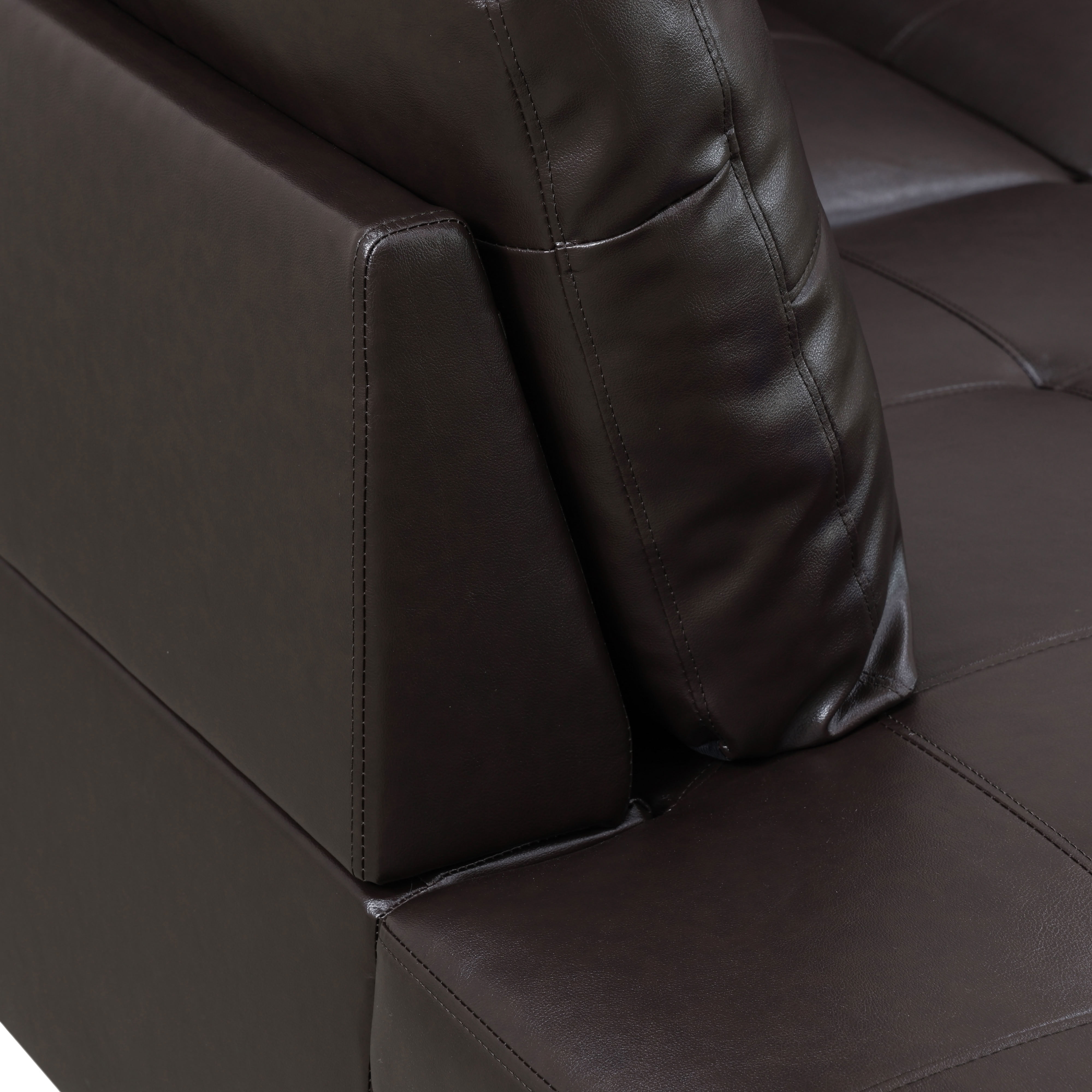 MAYEERTY Reversible L-Shaped Sectional Sofa Set, Breathable Leather Couch with Chaise for Living Room