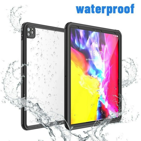 iPad Pro 12.9 2020 Waterproof Case with Built-in Screen Protector, Dteck Outdoor Sports IP68 Waterproof Heavy Duty Dustproof Submersible Full-Body Cover Rugged Case for iPad Pro 12.9 2020, Black