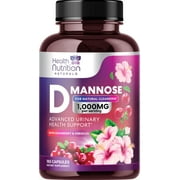 D-Mannose Supplement 1,350mg - with Cranberry, Hibiscus & Dandelion - Fast-Acting, Natural Urinary Tract & Bladder Support for Women & Men  Flush & Cleanse Impurities  Non-GMO, Vegan  180 Capsules