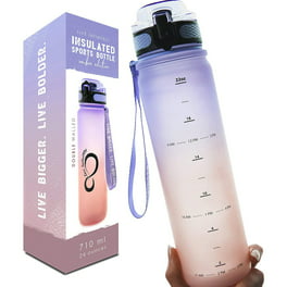 Shapex - Time Marked Cute Water Bottles for Women and Men with Times to Drink, BPA Free Frosted & Aesthetic Water Bottle with Time Marker, Clear