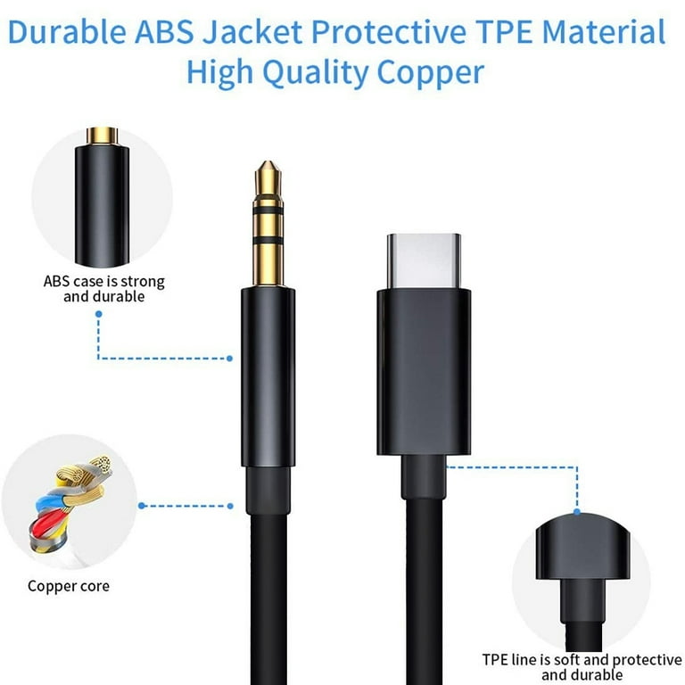  USB C to 3.5mm Audio Aux Jack Cable,3FT USB Type C