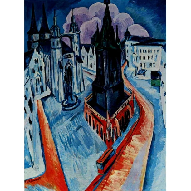 Red Tower in Halle 1915 Stretched Canvas Ernst Ludwig