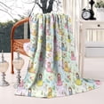 thumbnail image 3 of Pastel Princess Flower Pattern Blanket,Comfortable Soft Flannel Throw Blanket,All Season,Warm Lightweight Blankets for Sofa Bed Couch Living Room Chair,50"x60", 3 of 4