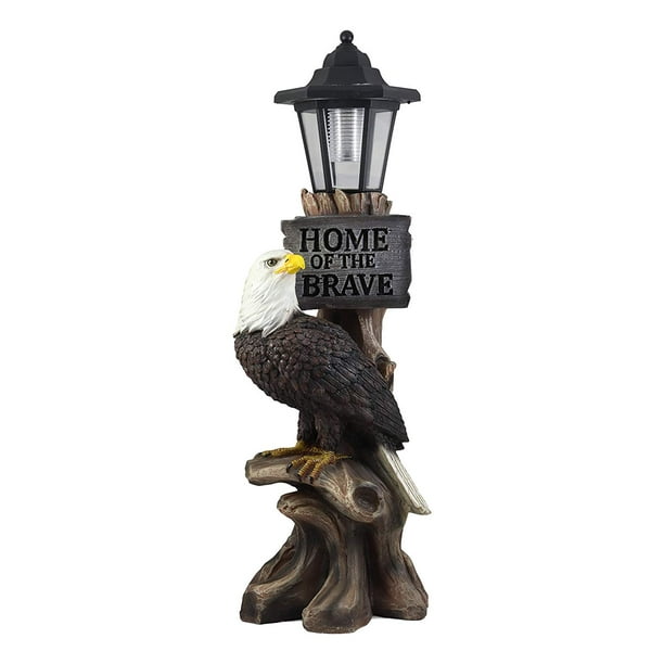 Ebros 'Home of The Brave' Patriotic Eagle Night Light Statue Solar LED