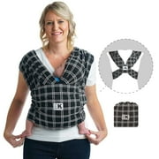 Baby Ktan Print Baby Wrap Carrier, Infant and Child Sling - Pre-Wrapped Holder for Babywearing - No Tying or Rings - Carry Newborn up to 35 lbs, Mad for Plaid Black (X-Large), Women 22-24, Men 47-52
